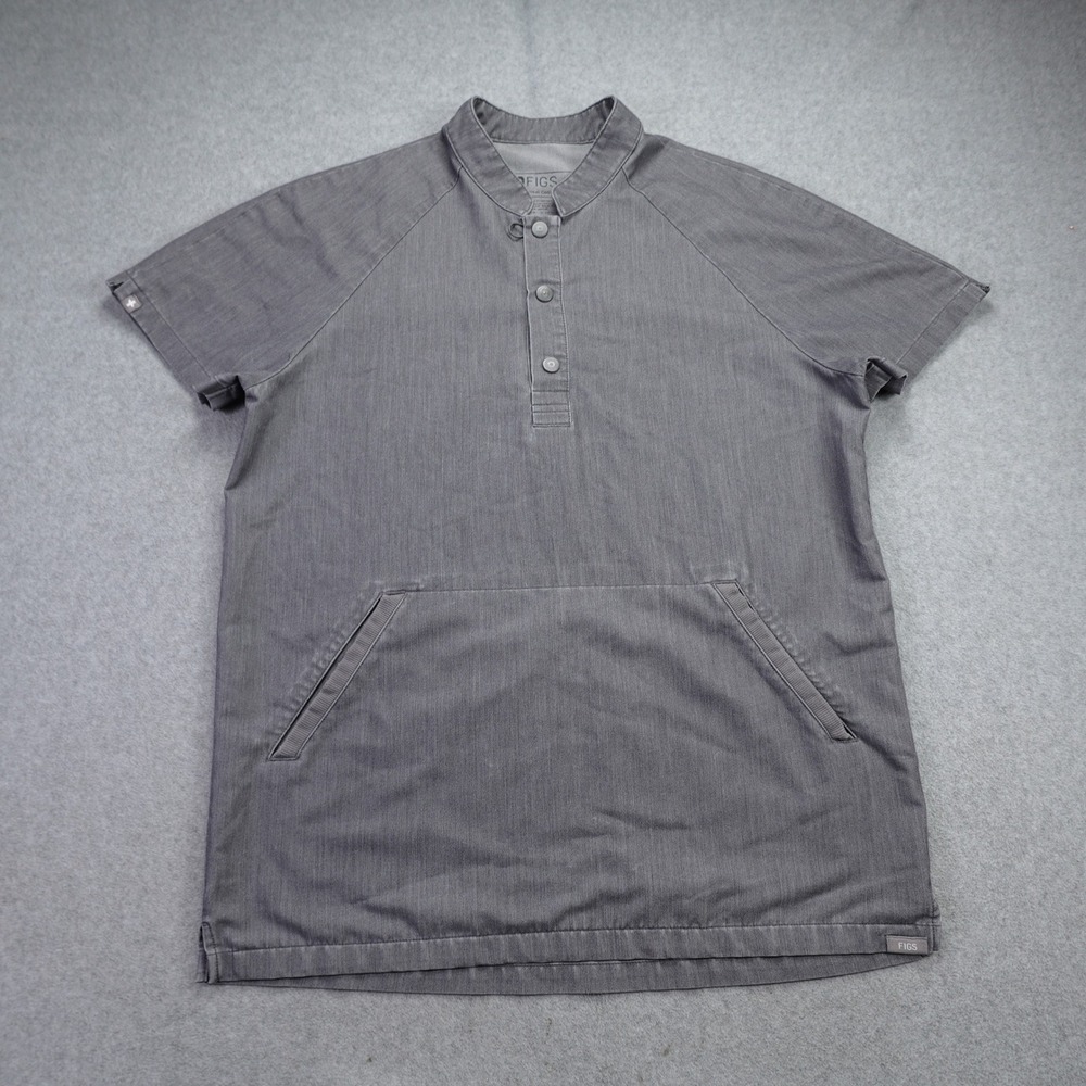 FIGS Scrub Top Mens Medium Gray Technical‎ Collection Gidya Henley